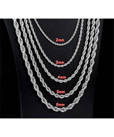 Silver Stainless Steel Twist Rope Chain Necklace for Men Women 2-6mm, 18-30 inches Silver, 6mm wide 20.0 Inches $10.02 Necklaces