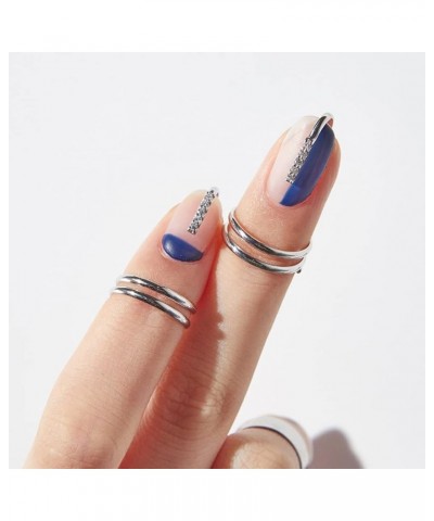 Simple Line Nail Rings Jewelry Trendy Glitter Zircon Finger Tip Rings Aesthetic Open Knuckle Rings for Wedding Nail Decor Sty...