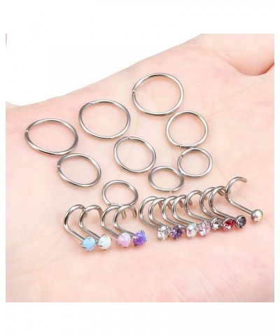 18G 20G 22G Nose Rings for Women Surgical Steel Nose Rings Hoops Bone L Shaped Nose Studs Screw 6mm 8mm 10mm Nose Hoop Rings ...