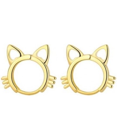 Cute 925 Sterling Silver Plated Cat Huggie Hoop Earrings for Women Girls Hypoallergenic Tiny Hoop Earrings for Cat Lovers Sta...