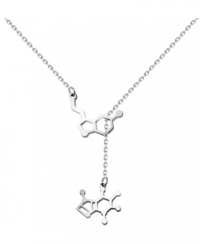 Caffeine Serotonin Molecule Lariat Necklace Science Chemistry Geek Jewelry caffeine &serotonin $10.79 Necklaces