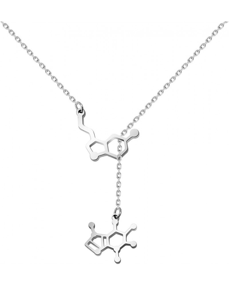 Caffeine Serotonin Molecule Lariat Necklace Science Chemistry Geek Jewelry caffeine &serotonin $10.79 Necklaces