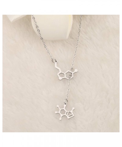 Caffeine Serotonin Molecule Lariat Necklace Science Chemistry Geek Jewelry caffeine &serotonin $10.79 Necklaces