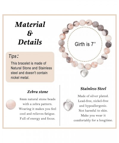 Valentines Day Gifts for Girls Women | Natural Stone Heart Bracelet - Meaningful Inspirational Gifts with Message Card for Si...