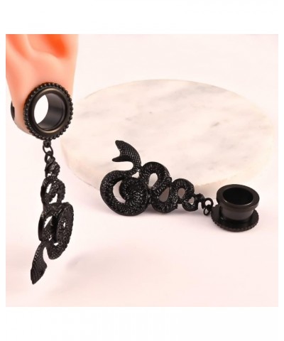 2PCS Cool Coiled Snake Hanger Hypoallergenic Stainless Steel 2g 0g Plugs Ear Gauges Tunnels Piercing Expander Stretchers Fash...