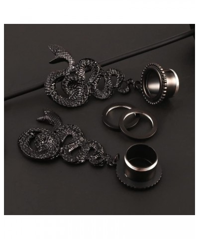 2PCS Cool Coiled Snake Hanger Hypoallergenic Stainless Steel 2g 0g Plugs Ear Gauges Tunnels Piercing Expander Stretchers Fash...