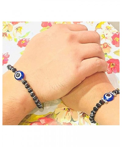 BBRATS Men's And Women's Beads Bracelet with Evil Eye Stone/Buddha/Lava Stone Beautiful Stainless Steel Glass with Blue Sapph...