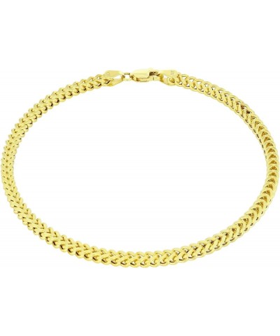 10k Yellow Gold 3mm Franco Chain Box Square Wheat Bracelet, Jewelry Lobster Clasp 7" 7.5" 8" 8.5" 9 7.5 Inches $94.77 Bracelets