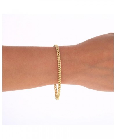 10k Yellow Gold 3mm Franco Chain Box Square Wheat Bracelet, Jewelry Lobster Clasp 7" 7.5" 8" 8.5" 9 7.5 Inches $94.77 Bracelets