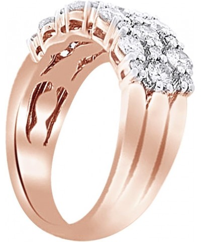 Round Cut Cubic Zirconia Three Row Anniversary Band Ring in 14k Gold Over Sterling Silver (1.46 Cttw) Rose-gold-plated-silver...