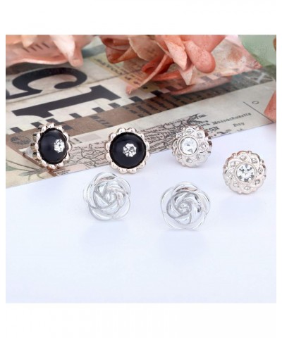 92 Pairs Small Stud Earrings Set for Women Men Simple Triangle Circle Ball Earrings Stud Black Silver Gold Pearl Rhinestone C...