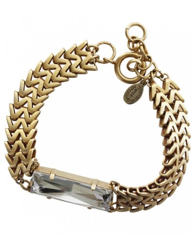 Goldtone Zigzig Chain Light Gray Rectangle Crystal Statement Bracelet, 1795G Shade $44.73 Bracelets