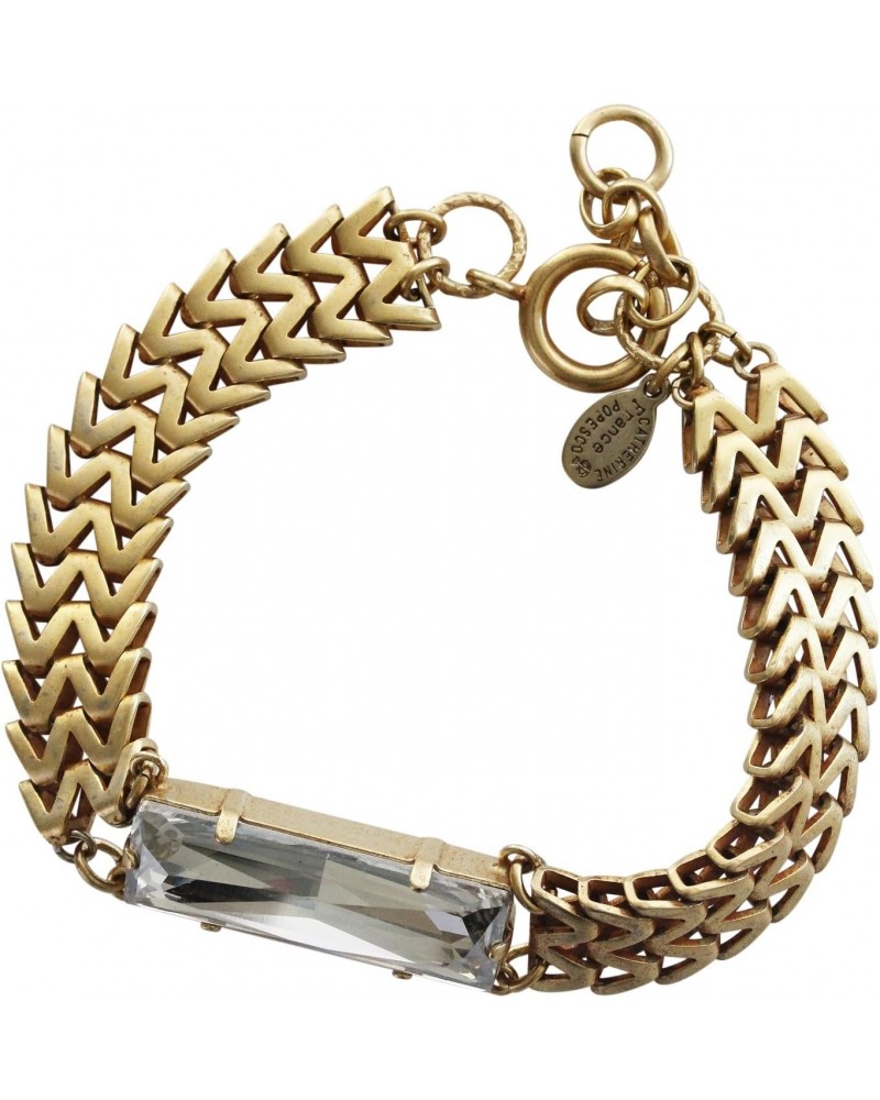 Goldtone Zigzig Chain Light Gray Rectangle Crystal Statement Bracelet, 1795G Shade $44.73 Bracelets