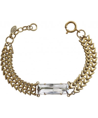 Goldtone Zigzig Chain Light Gray Rectangle Crystal Statement Bracelet, 1795G Shade $44.73 Bracelets