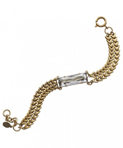 Goldtone Zigzig Chain Light Gray Rectangle Crystal Statement Bracelet, 1795G Shade $44.73 Bracelets