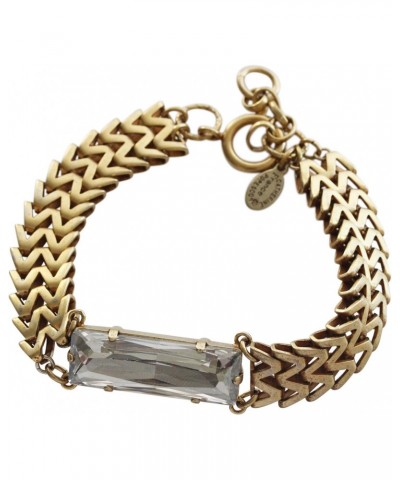 Goldtone Zigzig Chain Light Gray Rectangle Crystal Statement Bracelet, 1795G Shade $44.73 Bracelets