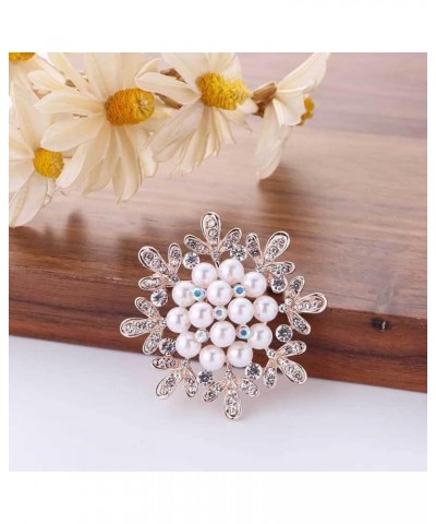 Flower Brooch Pin for Women Teen Girls Rhinestone Pearl Sunflower Brooch Premium Snowflake Sunflower Brooch Clothing Hat Bag ...