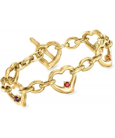 0.46 ct. t.w. Multi-Gemstone Heart Toggle Bracelet in 18kt Gold Over Sterling 7.0 Inches $96.00 Bracelets