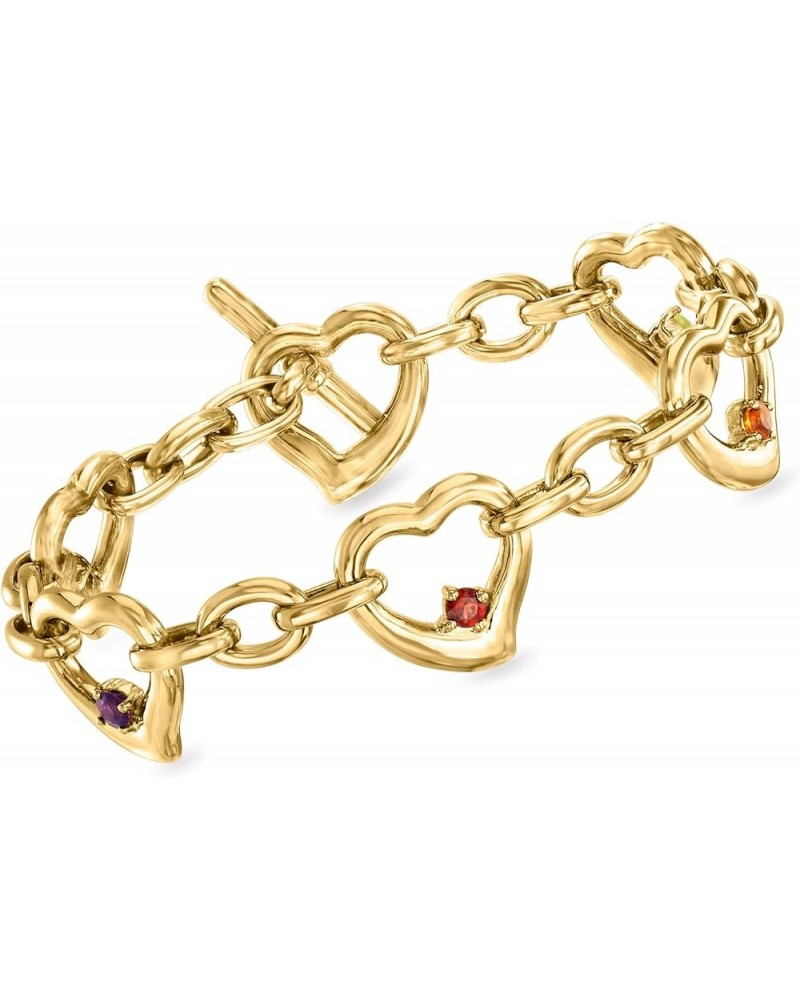 0.46 ct. t.w. Multi-Gemstone Heart Toggle Bracelet in 18kt Gold Over Sterling 7.0 Inches $96.00 Bracelets