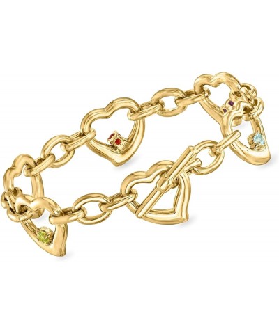 0.46 ct. t.w. Multi-Gemstone Heart Toggle Bracelet in 18kt Gold Over Sterling 7.0 Inches $96.00 Bracelets