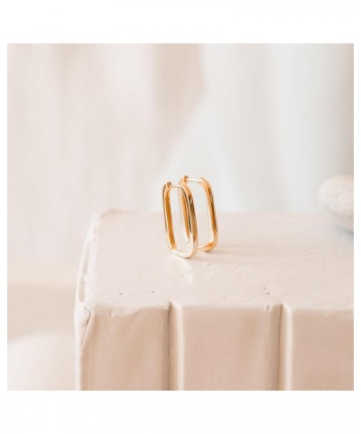 Gold Earrings for Women, Dainty Chunky Gold Earrings 14K Gold Plated Twisted Hoop Earrings Small Hypoallergenic Gold Square E...