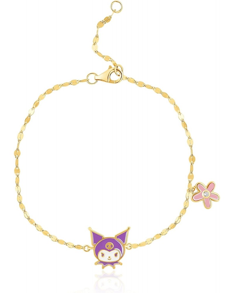 Sanrio Womens Kuromi Bracelet 6.5"+1" Official License, Gold Flash-Plated Bracelet $23.10 Bracelets