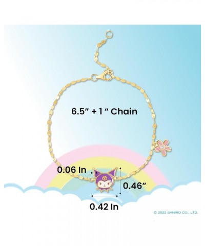 Sanrio Womens Kuromi Bracelet 6.5"+1" Official License, Gold Flash-Plated Bracelet $23.10 Bracelets