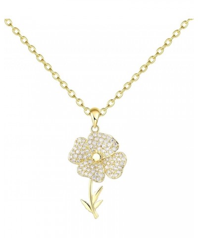 Flower Necklace Month of Birth – Luxurious 18K Gold Plated Necklace with Flower Pendant – Cute Jewelry Pouch Womens Necklaces...