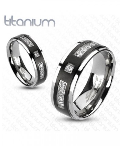 His and Her Stainless Steel 1.39 Carat Cubic Zirconia Bridal Set and Men's Titanium Wedding Band Women's Size 06 Men's Size 1...