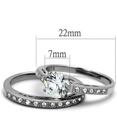 His and Her Stainless Steel 1.39 Carat Cubic Zirconia Bridal Set and Men's Titanium Wedding Band Women's Size 06 Men's Size 1...