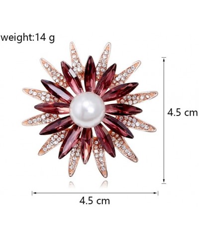 Rhinestone Pearl Sunflower Brooch Pin Crystal Flower Lapel Pin Corsage Women Girls Dress Suit Coat Decors Dainty Flower Breas...