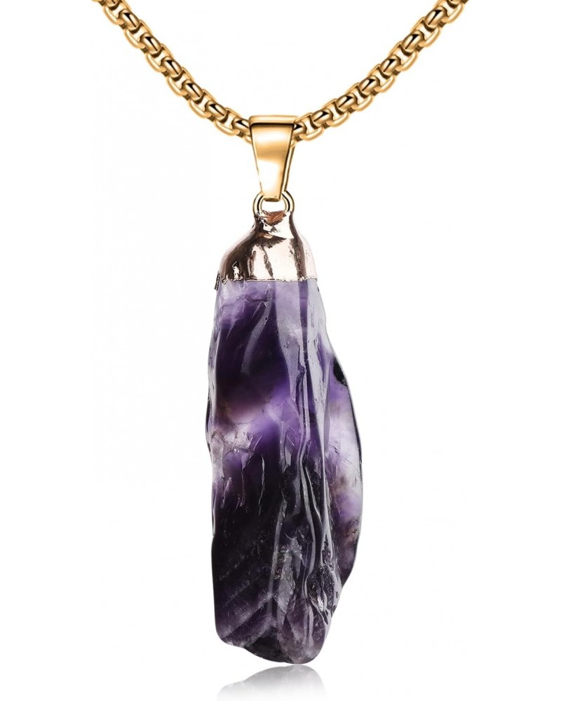 Amethyst Crystal Necklace Amethyst Healing Crystal Stone Necklace Natural Gemstone Necklace for Women Men $11.39 Necklaces