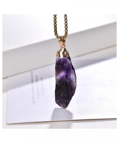 Amethyst Crystal Necklace Amethyst Healing Crystal Stone Necklace Natural Gemstone Necklace for Women Men $11.39 Necklaces