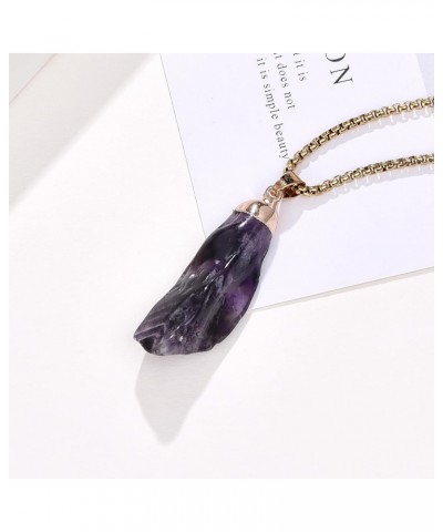 Amethyst Crystal Necklace Amethyst Healing Crystal Stone Necklace Natural Gemstone Necklace for Women Men $11.39 Necklaces