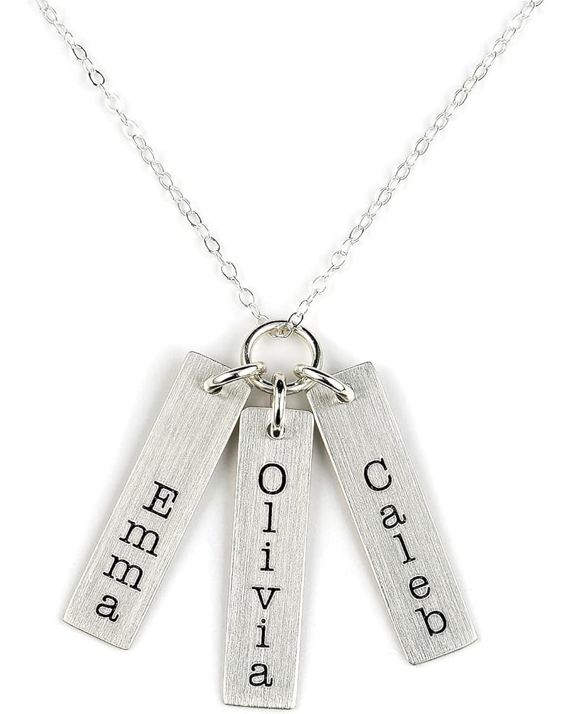 Three Bar Sterling Silver Personalized Necklace. Includes 3 Customizable Name Charms and your Choice of Sterling Silver Chain...