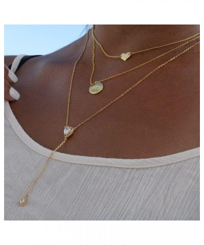 CZ Pear Drop Lariat Necklace 16" with 2.75" Y Drop Adjustable, 3 Colors Available Yellow $18.47 Necklaces