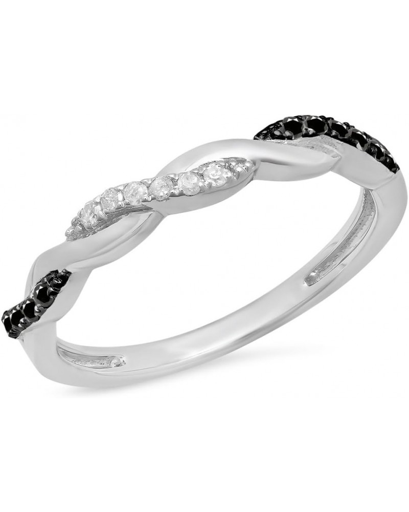 0.15 Carat (ctw) Round Black & White Diamond Ladies Wedding Stackable Band, Sterling Silver $47.90 Others