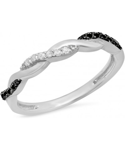 0.15 Carat (ctw) Round Black & White Diamond Ladies Wedding Stackable Band, Sterling Silver $47.90 Others