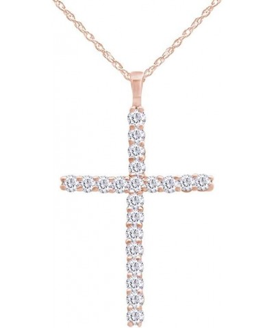 0.30 Carat (Cttw) 14K Solid Gold Round Diamond Ladies Cross Pendant 1/3 CT (Silver Chain in cluded) Classic Divine Cross of J...