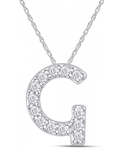 Sparkling CZ Alphabet Letter A-Z initial's Pendant in 14k White Gold Over Sterling Silver Letter- G Initial $23.36 Necklaces