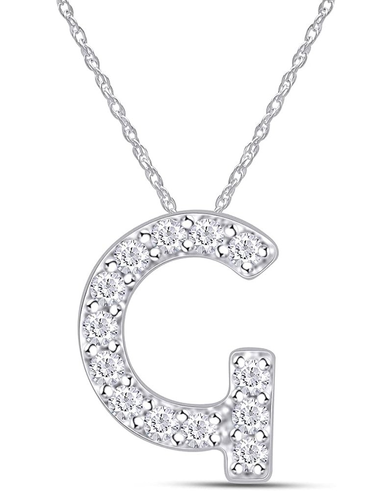 Sparkling CZ Alphabet Letter A-Z initial's Pendant in 14k White Gold Over Sterling Silver Letter- G Initial $23.36 Necklaces