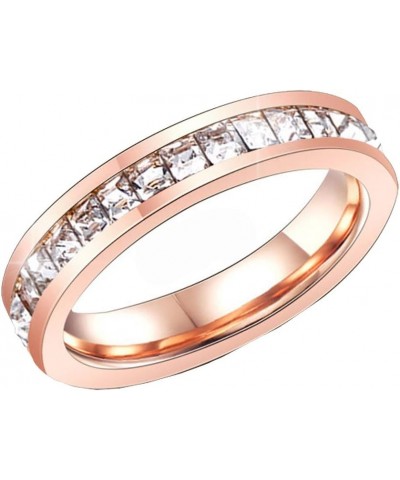 Unisex Stainless Steel Full Eternity Tiny Cubic Zirconia CZ Ring Fashion Wedding Engagement Bands Rose Gold-Single Row $7.28 ...