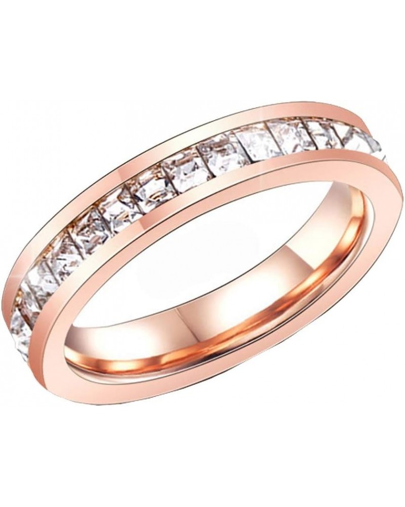 Unisex Stainless Steel Full Eternity Tiny Cubic Zirconia CZ Ring Fashion Wedding Engagement Bands Rose Gold-Single Row $7.28 ...