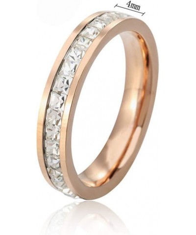 Unisex Stainless Steel Full Eternity Tiny Cubic Zirconia CZ Ring Fashion Wedding Engagement Bands Rose Gold-Single Row $7.28 ...