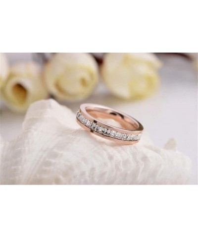 Unisex Stainless Steel Full Eternity Tiny Cubic Zirconia CZ Ring Fashion Wedding Engagement Bands Rose Gold-Single Row $7.28 ...