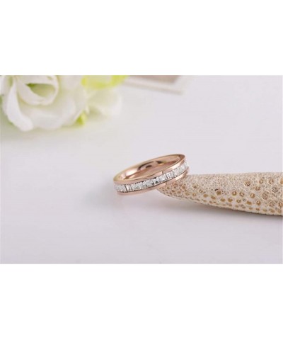 Unisex Stainless Steel Full Eternity Tiny Cubic Zirconia CZ Ring Fashion Wedding Engagement Bands Rose Gold-Single Row $7.28 ...