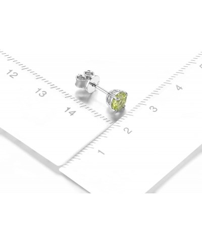 Women Stud Earrings S925 Sterling Silver Round 5mm Natural Gemstone Birthstone Rhodium Plated Fine Jewelry Natural Peridot $1...