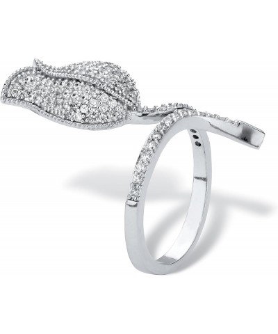 PalmBeach Jewelry Platinum-Plated Round Cubic Zirconia Flower or Butterfly Wraparound Ring Round $9.86 Rings