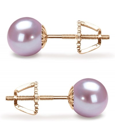 Lavender Cultured Pearl Earrings Stud AAA 5-10mm Freshwater Cultured Pearls Earrings Gold Plated Settings - 9.0 Millimeters Y...