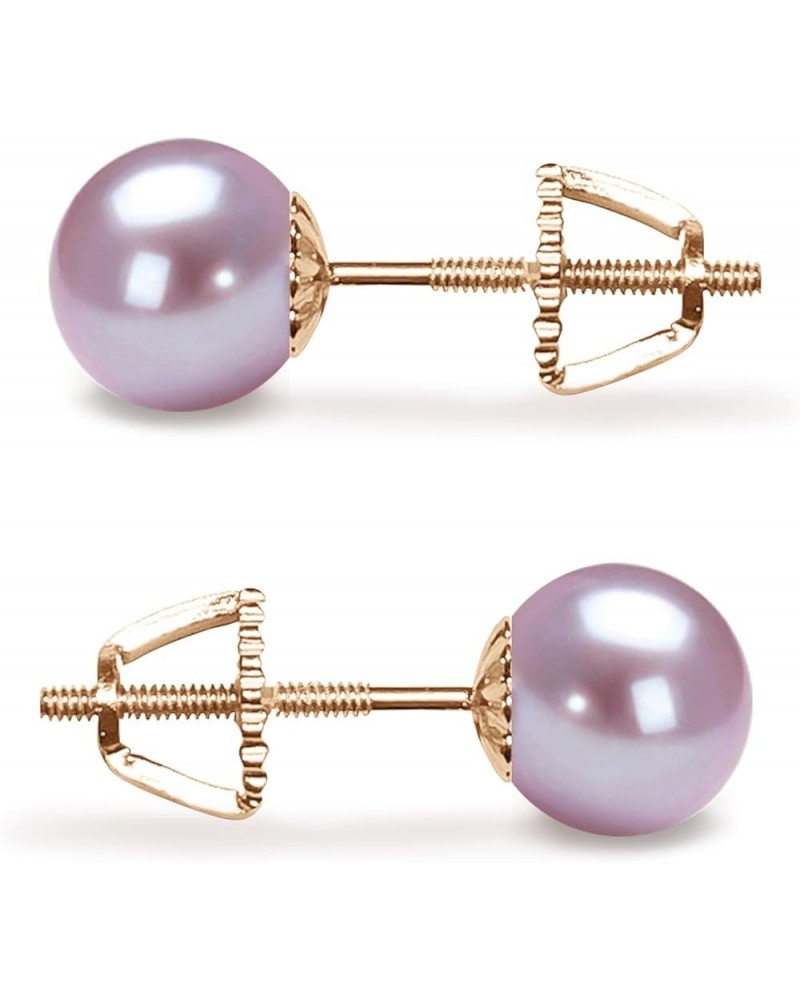 Lavender Cultured Pearl Earrings Stud AAA 5-10mm Freshwater Cultured Pearls Earrings Gold Plated Settings - 9.0 Millimeters Y...